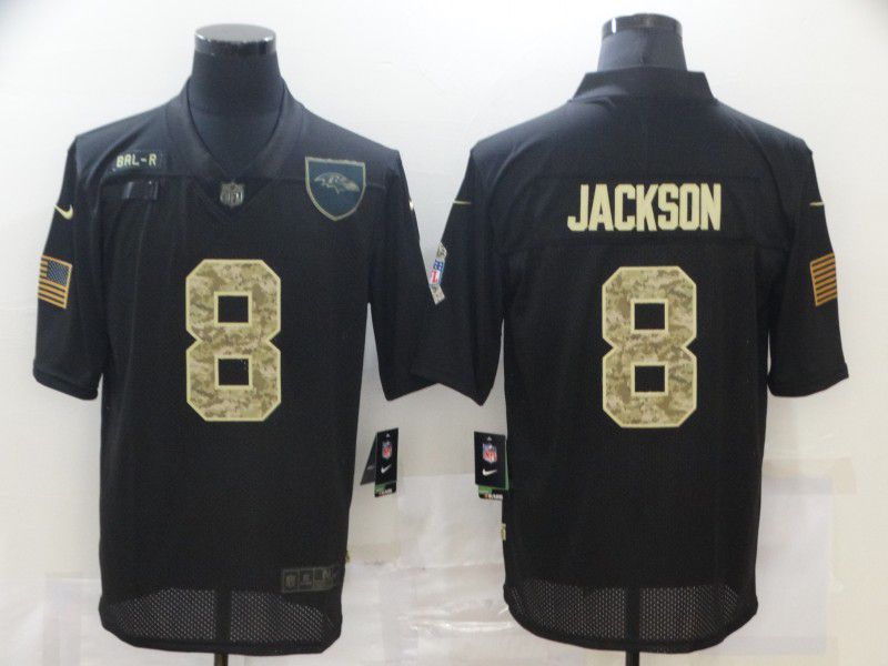 Men Baltimore Ravens #8 Jackson Black camo Lettering 2020 Nike NFL Jersey->baltimore ravens->NFL Jersey